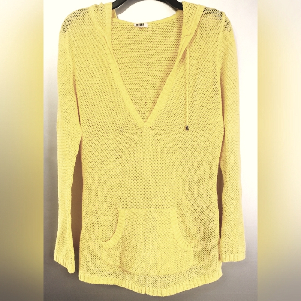 CUTE AND CHEERY YELLOW MESH M.I.N.N.E. HOODIE/ COVER UP. SIZE M.